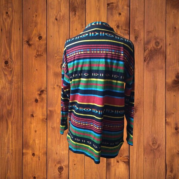 Chaps Sport Women's Medium Long Sleeve 1/2 Zip Pullover Sweater Strip Aztec - Picture 5 of 5